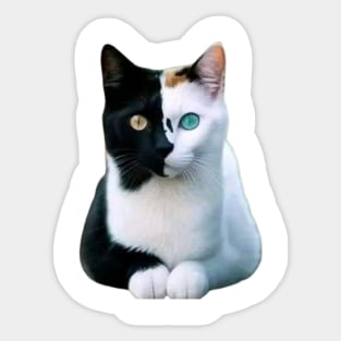 "Bicolor Harmony: Feline Elegance in Contrast" Sticker